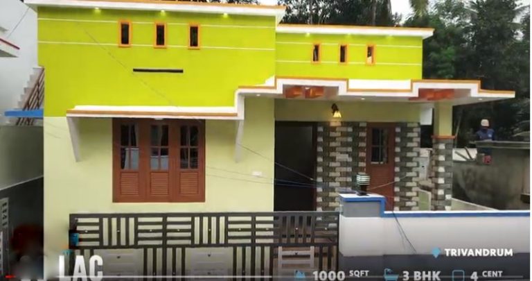 4 Cent Plot and 1000 Sq Ft 3 Bhk House at Trivandrum