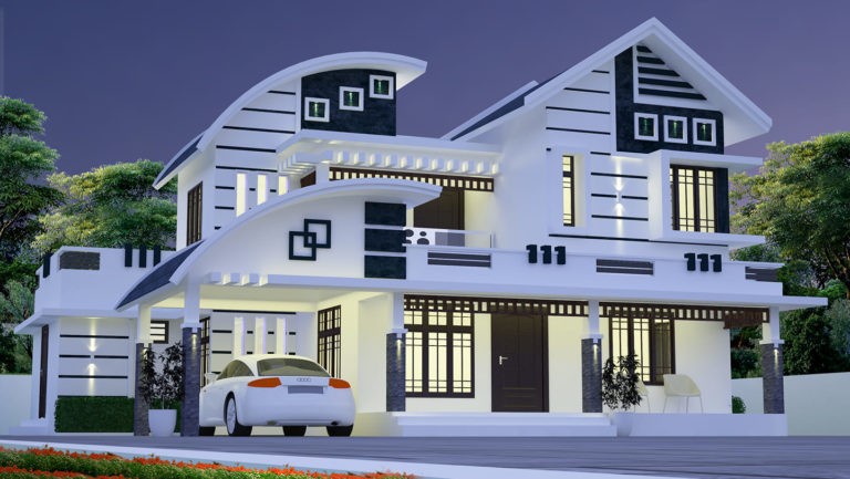 2433 Square Feet Contemporary Colonial Mix Roof Modern 4 BHK Home Design