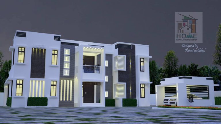3200 Square Feet 4 Bedroom Contemporary Style Modern Double Floor Home Design