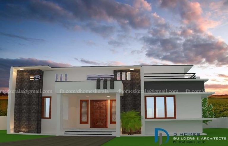 1120 Square Feet 2 Bedroom Low Budget Flat Roof Modern Home and Plan