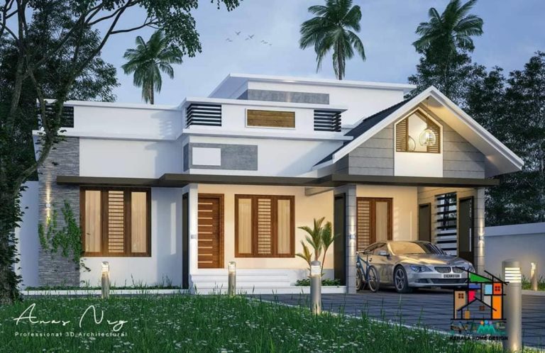 1300 Square Feet 3 Bedroom Single Floor Modern Flat Roof Simple Home Design