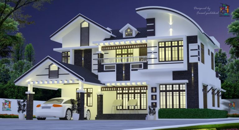 2040 Square Feet 4 Bedroom Modern Contemporary Mix Roof Beautiful Home
