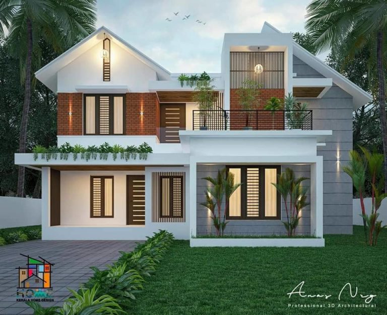 2560 Square Feet 4 Bedroom Mixed Roof Modern Double Floor Awesome Home