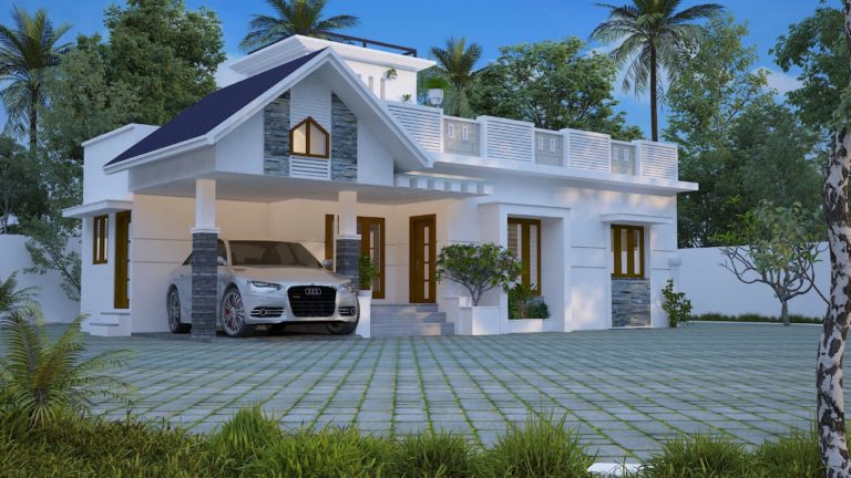 1350 Square Feet 3 BHK Single Floor Modern Style Cute Budget Home