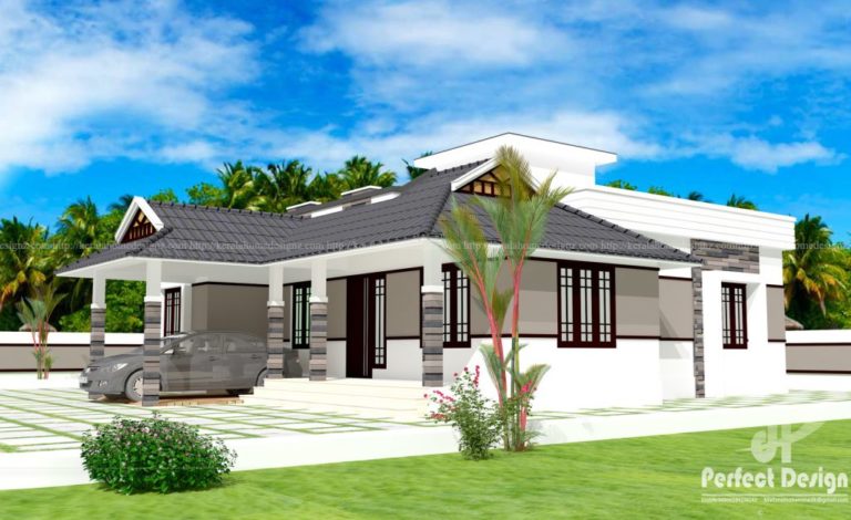 1086 Square Feet 2 Bedroom Traditional Mix Style Single Floor House and Plan