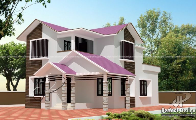 1463 Square Feet 4 Bedroom Slope Roof Model Double Floor Modern Home and Plan