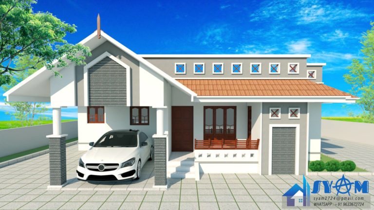 1200 Square Feet 3 Bedroom Single Floor Low Budget House at Kollam