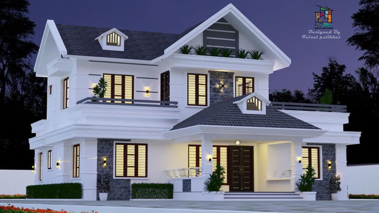 2200 Square Feet 4 Bedroom Colonial Style Two Floor Modern House Design