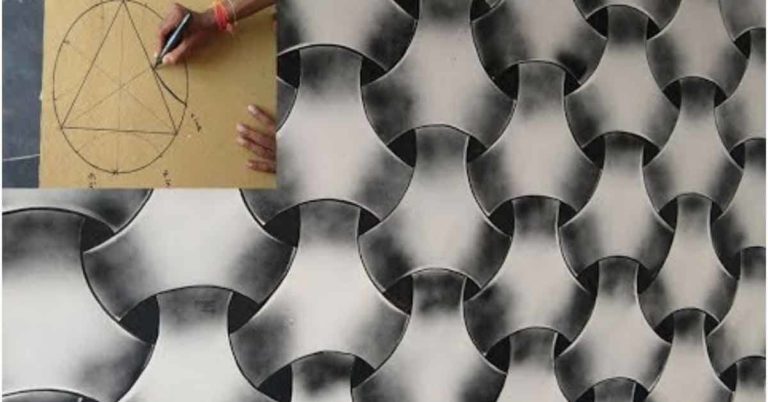 WALL PAINTING 3D EFFECT DESIGN ON BLACK SPARY