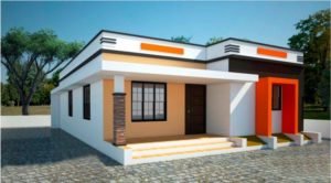 780 sq ft 2 bedroom flat roof modern single floor house and plan