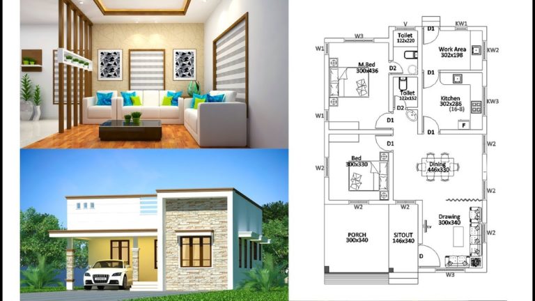 1169 sq ft 2 bedroom single floor contemporary style modern house and plan