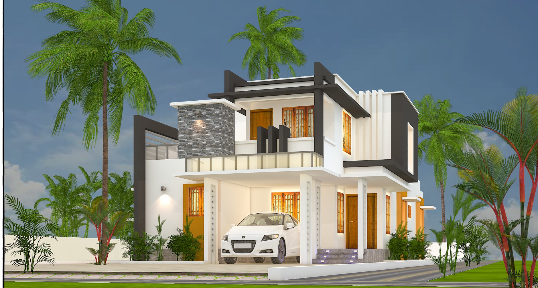 1861 sq ft 3 bedroom contemporary style flat roof beautiful home and plan