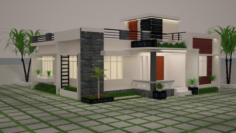 994 sq ft 3 bedroom single floor contemporary style low budget house and plan