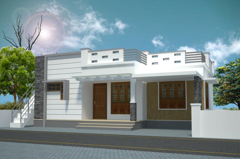1100 square feet 3 bedroom low budget contemporary style house and plan