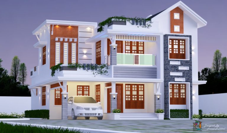 2100 Square Feet 4 Bedroom Modern Mixed Roof Beautiful Two Floor House