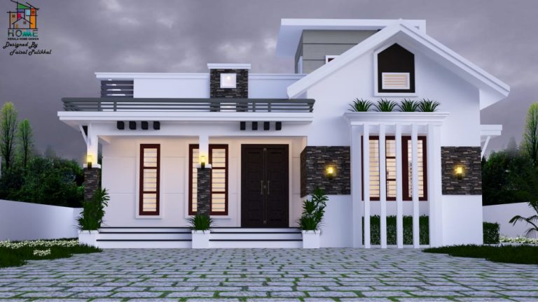 1450 Square Feet 2 Bedroom Modern Single Floor Mix Roof Beautiful House
