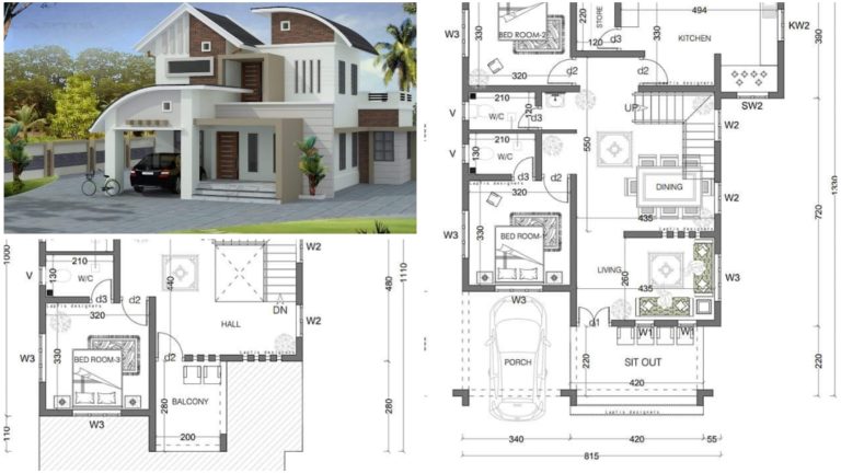 1800 Square Feet 4 Bedroom Contemporary Style Modern Two Floor House and Plan