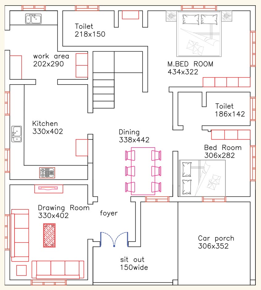 square 4 bedroom house layout plans