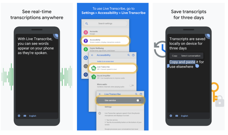 Voice Typing application Live Transcribe