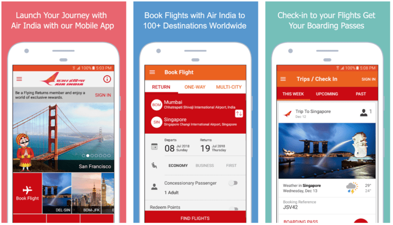 Flight Information Application in Air india