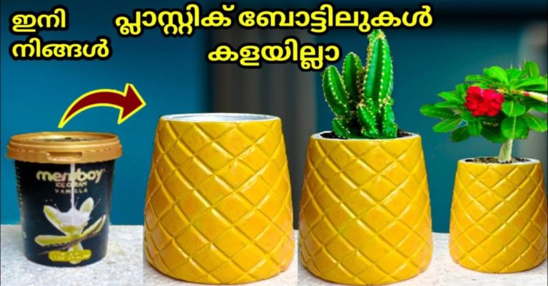 Plastic bottle Flower pot making look like ceramic