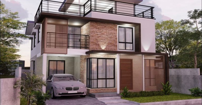 7.95m x 9.0m 2-storey with roof deck comtemporary house design idea