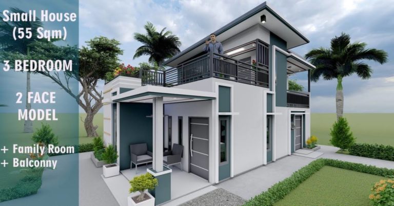 3 BEDROOM (55 SQM) | Small House Ideas with 2 FACE MODEL