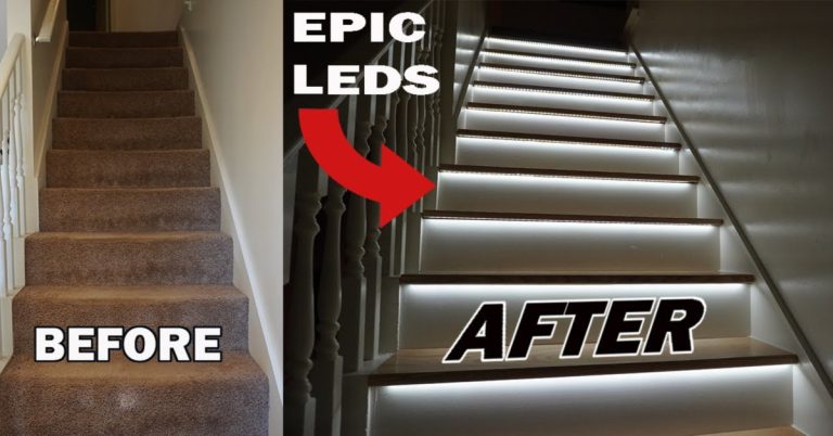 DIY Staircase Makeover With DIY LED Lighting