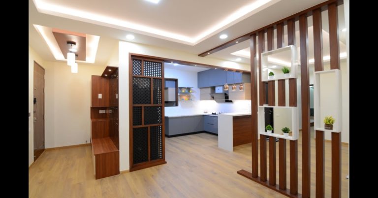 3BHK Interiors with Matt Laminate Finish Kitchen